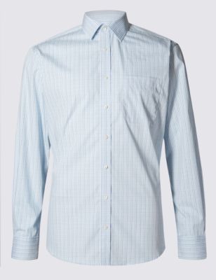 Pure Cotton Tailored Fit Easy to Iron Checked Shirt